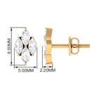 Cluster Stud Earrings with Marquise Cut Simulated Diamond Zircon - ( AAAA ) - Quality - Rosec Jewels