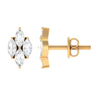 Cluster Stud Earrings with Marquise Cut Simulated Diamond Zircon - ( AAAA ) - Quality - Rosec Jewels