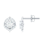 Designer Petal Stud Earrings with Moissanite Gemstones Moissanite - ( D-VS1 ) - Color and Clarity - Rosec Jewels