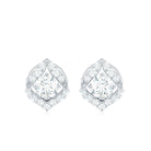 Designer Petal Stud Earrings with Moissanite Gemstones Moissanite - ( D-VS1 ) - Color and Clarity - Rosec Jewels