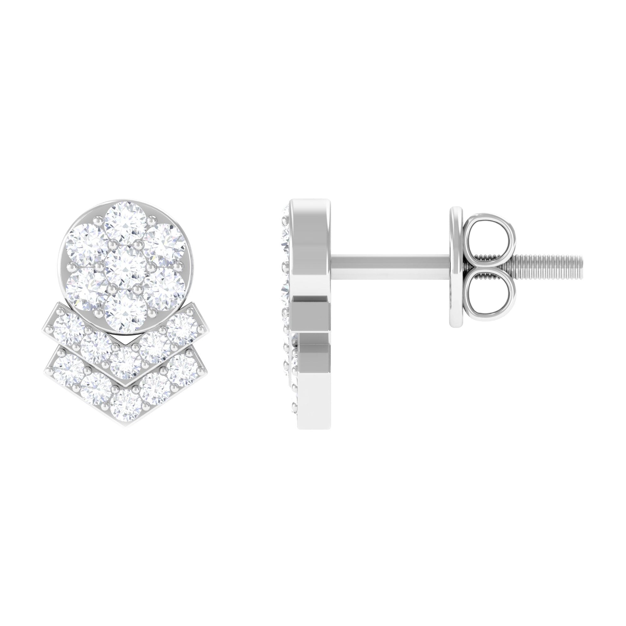 Designer Cubic Zirconia Stud Earrings for Cocktail Party Zircon - ( AAAA ) - Quality - Rosec Jewels