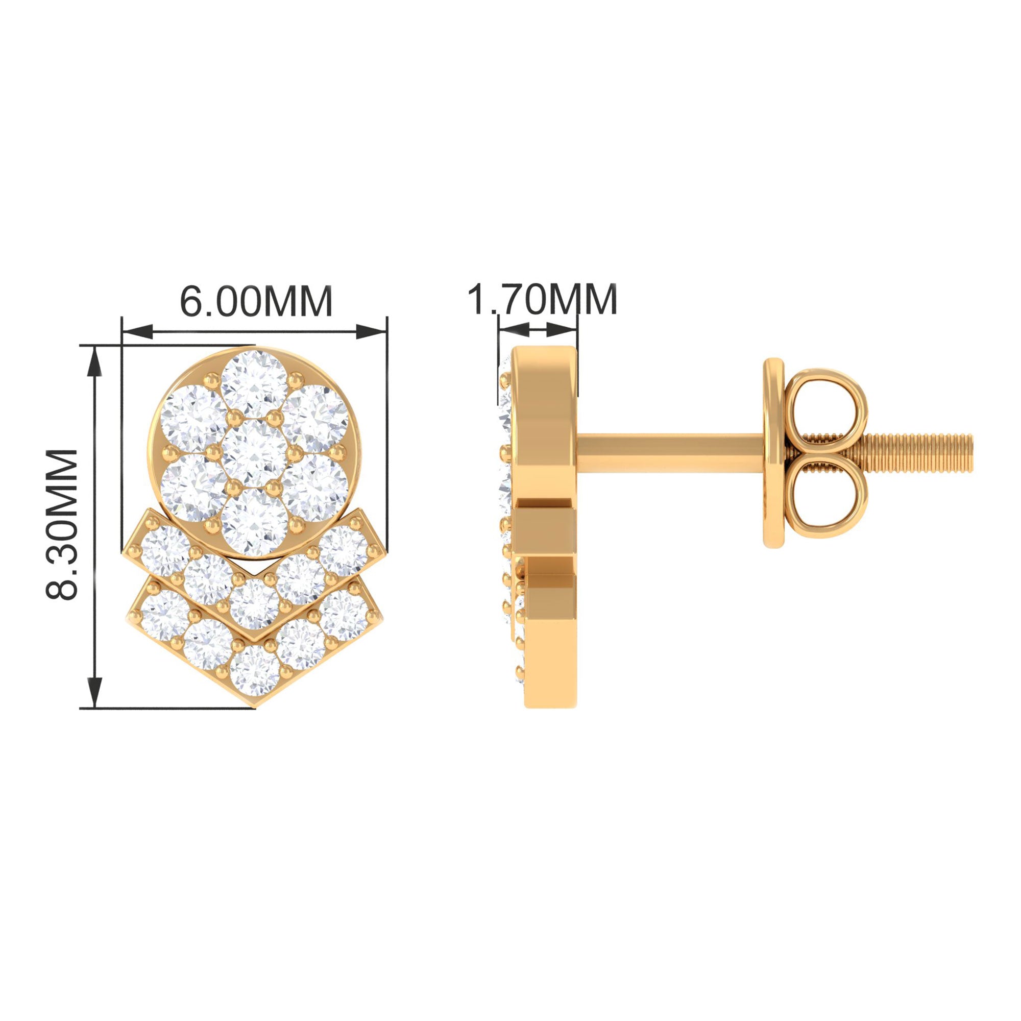 Designer Cubic Zirconia Stud Earrings for Cocktail Party Zircon - ( AAAA ) - Quality - Rosec Jewels