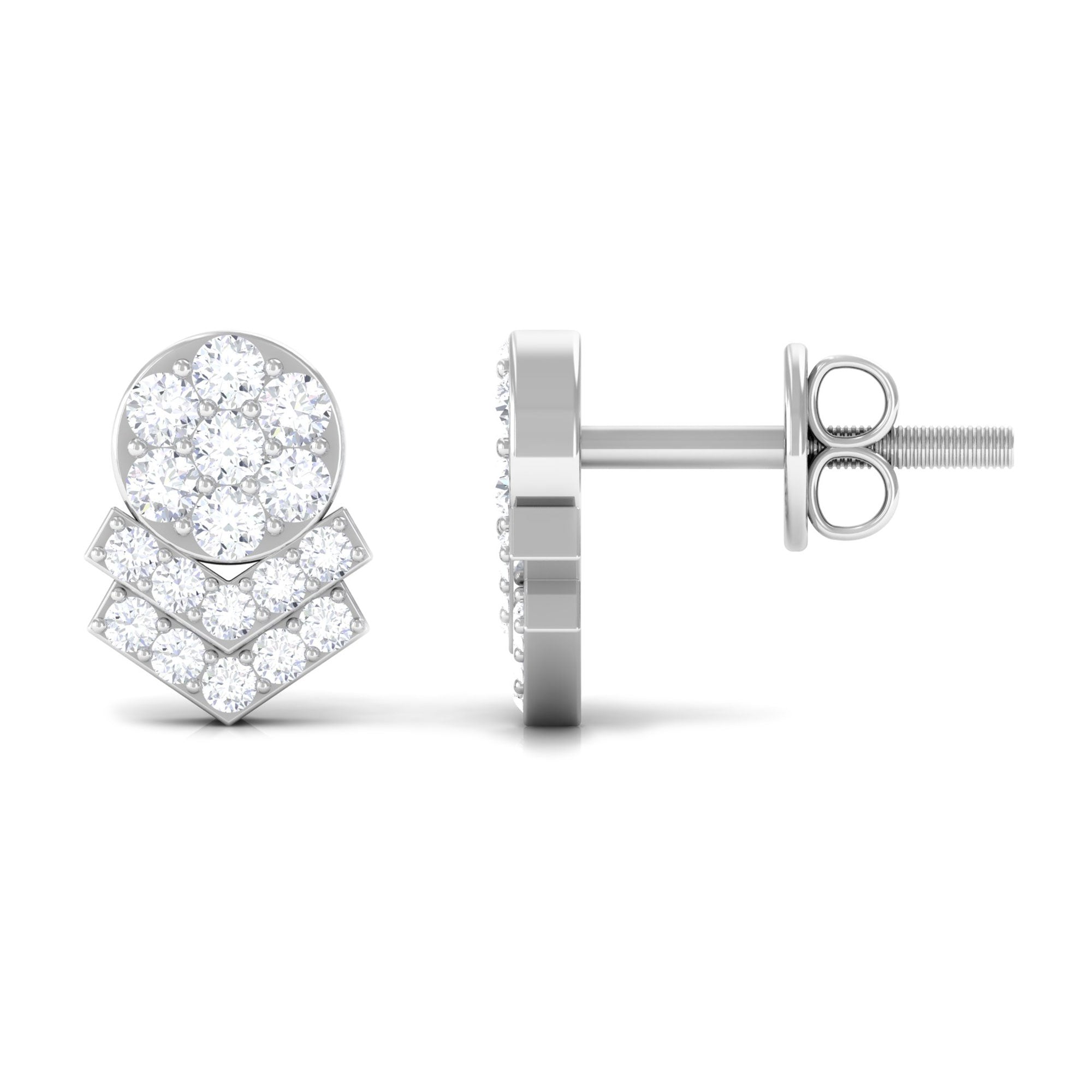 Designer Cubic Zirconia Stud Earrings for Cocktail Party Zircon - ( AAAA ) - Quality - Rosec Jewels