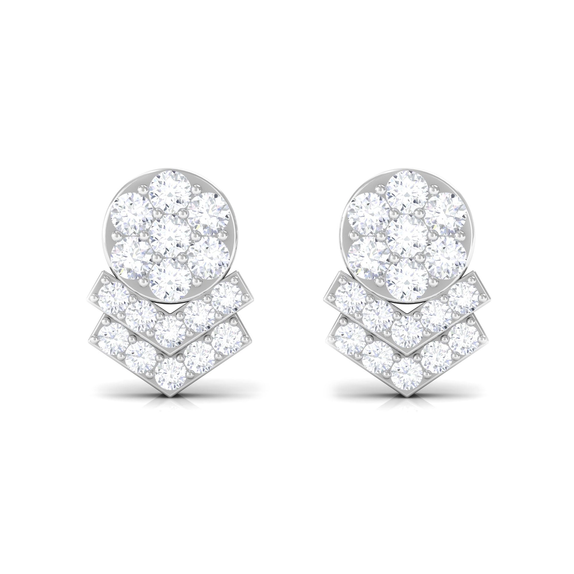 Designer Cubic Zirconia Stud Earrings for Cocktail Party Zircon - ( AAAA ) - Quality - Rosec Jewels