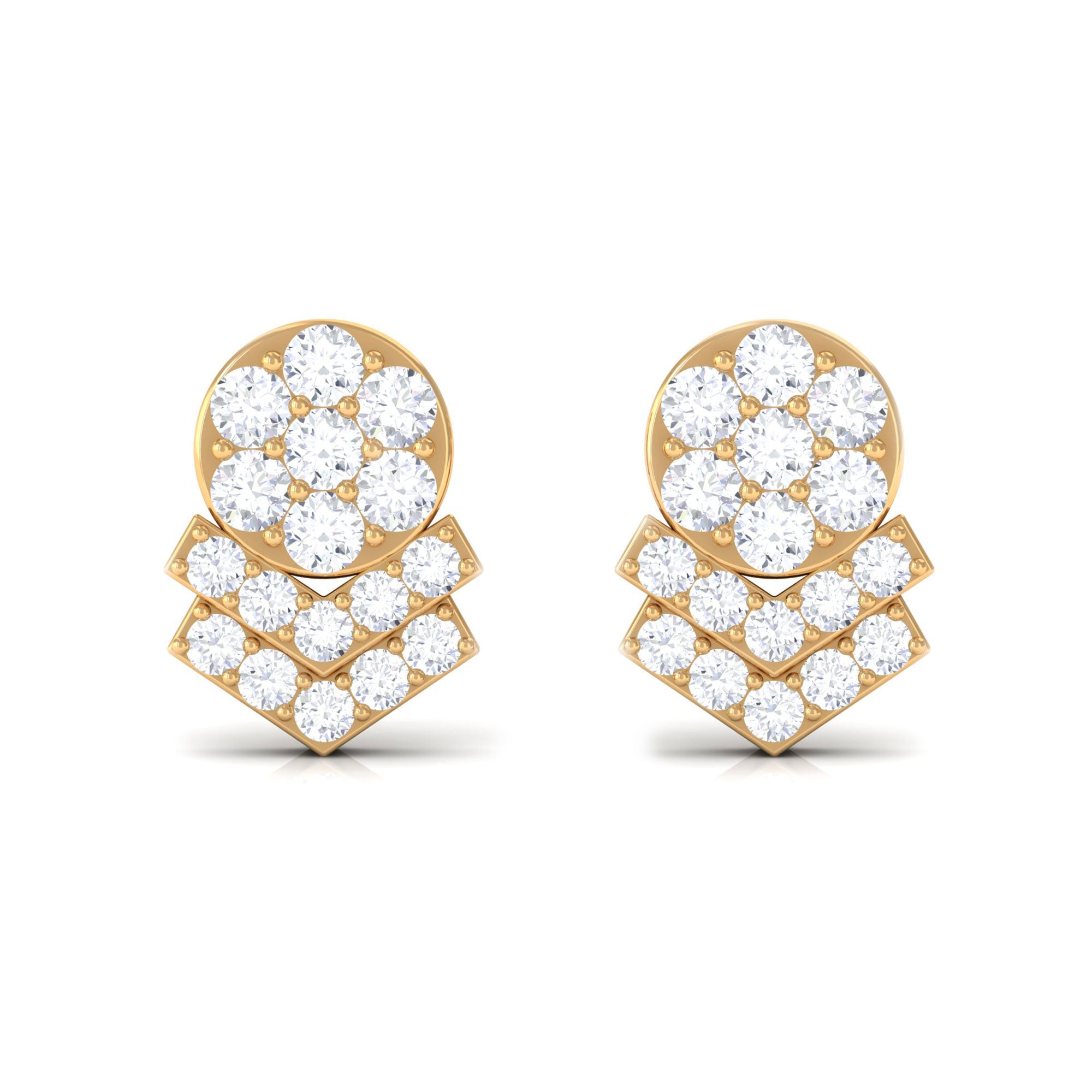 Designer Cubic Zirconia Stud Earrings for Cocktail Party Zircon - ( AAAA ) - Quality - Rosec Jewels