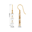 1.75 CT Cubic Zirconia Heart Dangle Earrings in Gold Zircon - ( AAAA ) - Quality - Rosec Jewels