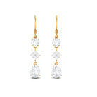 4 CT Cubic Zirconia Dangle Drop Earrings in Gold Zircon - ( AAAA ) - Quality - Rosec Jewels