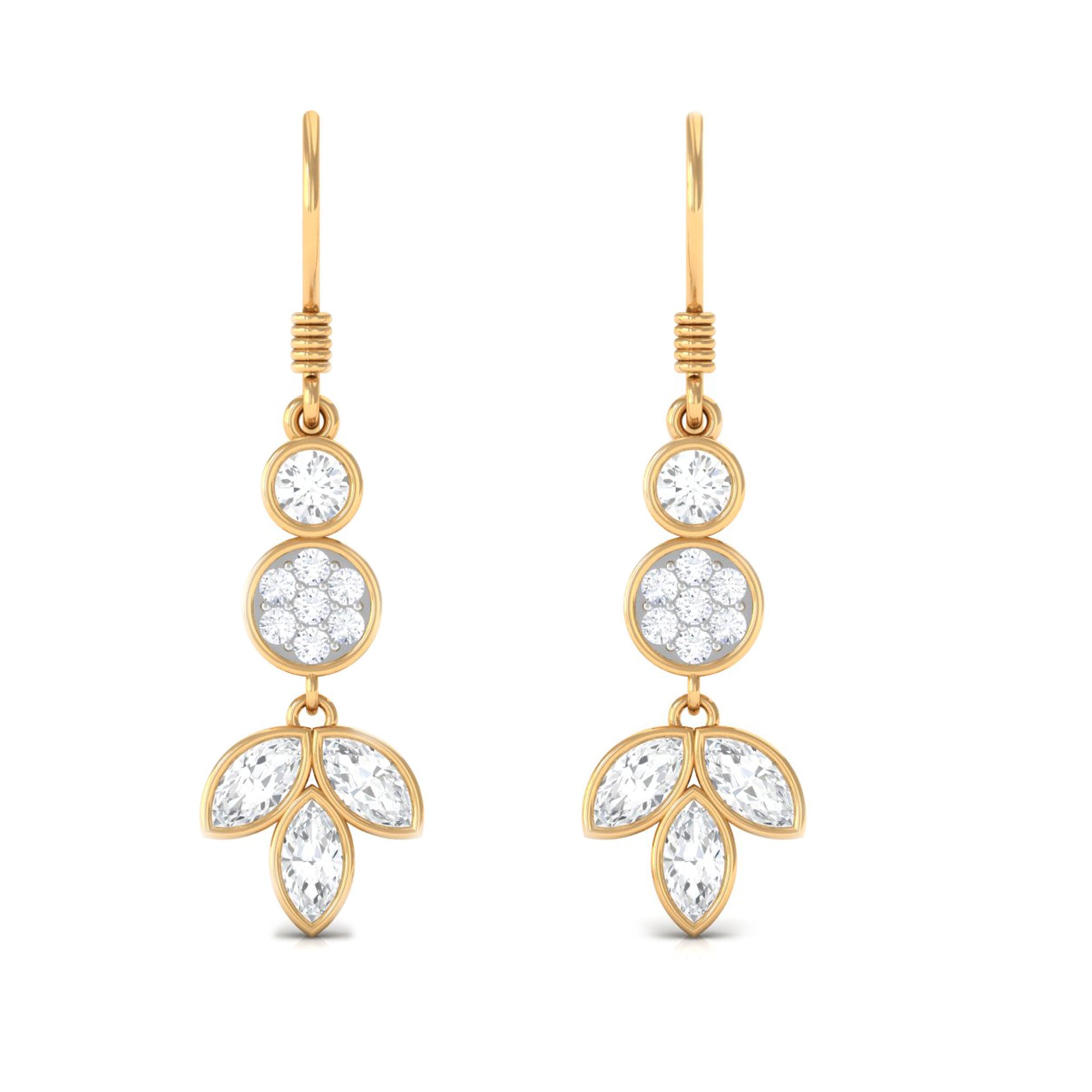 1.75 CT Marquise and Round Cut Moissanite Leaf Dangle Earrings Moissanite - ( D-VS1 ) - Color and Clarity - Rosec Jewels