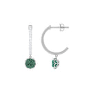 Lab Grown Green Sapphire Drop Hoop Earrings with Diamond Lab Created Green Sapphire - ( AAAA ) - Quality - Rosec Jewels