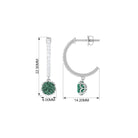 Lab Grown Green Sapphire Drop Hoop Earrings with Diamond Lab Created Green Sapphire - ( AAAA ) - Quality - Rosec Jewels