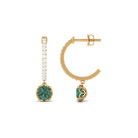 Lab Grown Green Sapphire Drop Hoop Earrings with Diamond Lab Created Green Sapphire - ( AAAA ) - Quality - Rosec Jewels