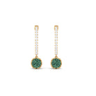 Lab Grown Green Sapphire Drop Hoop Earrings with Diamond Lab Created Green Sapphire - ( AAAA ) - Quality - Rosec Jewels