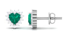 May Birthstone Emerald Stud Earrings with Diamond Emerald - ( AAA ) - Quality - Rosec Jewels