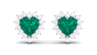 May Birthstone Emerald Stud Earrings with Diamond Emerald - ( AAA ) - Quality - Rosec Jewels