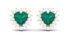 May Birthstone Emerald Stud Earrings with Diamond Emerald - ( AAA ) - Quality - Rosec Jewels