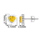 Lab Grown Yellow Sapphire Heart Earrings with Diamond Lab Created Yellow Sapphire - ( AAAA ) - Quality - Rosec Jewels