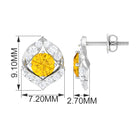 Minimal Yellow Sapphire and Diamond Petal Stud Earrings Yellow Sapphire - ( AAA ) - Quality - Rosec Jewels