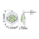 Dainty Green Sapphire Petal Stud Earrings with Diamond Green Sapphire - ( AAA ) - Quality - Rosec Jewels