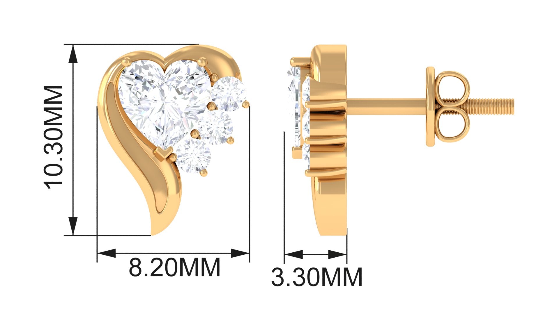 Diamond outlets screwback earrings heart shaped