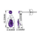 Nature Inspired Amethyst and Diamond Leaf Stud Earrings Amethyst - ( AAA ) - Quality - Rosec Jewels