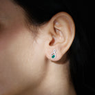 Minimal Emerald and Diamond Infinity Stud Earrings Emerald - ( AAA ) - Quality - Rosec Jewels