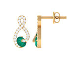 Minimal Emerald and Diamond Infinity Stud Earrings Emerald - ( AAA ) - Quality - Rosec Jewels