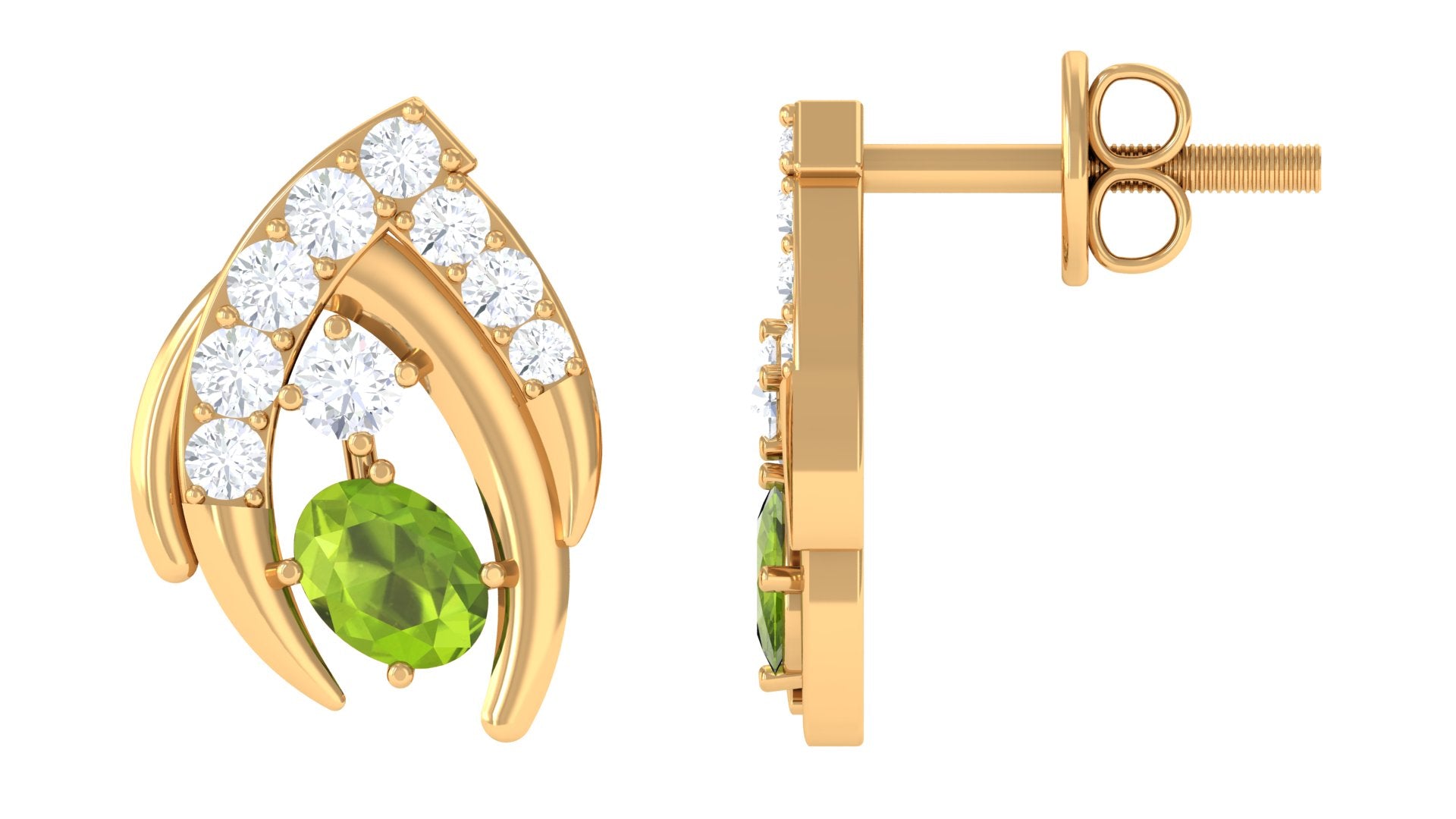 Minimal AAA Quality Peridot Stud Earrings Peridot - ( AAA ) - Quality - Rosec Jewels