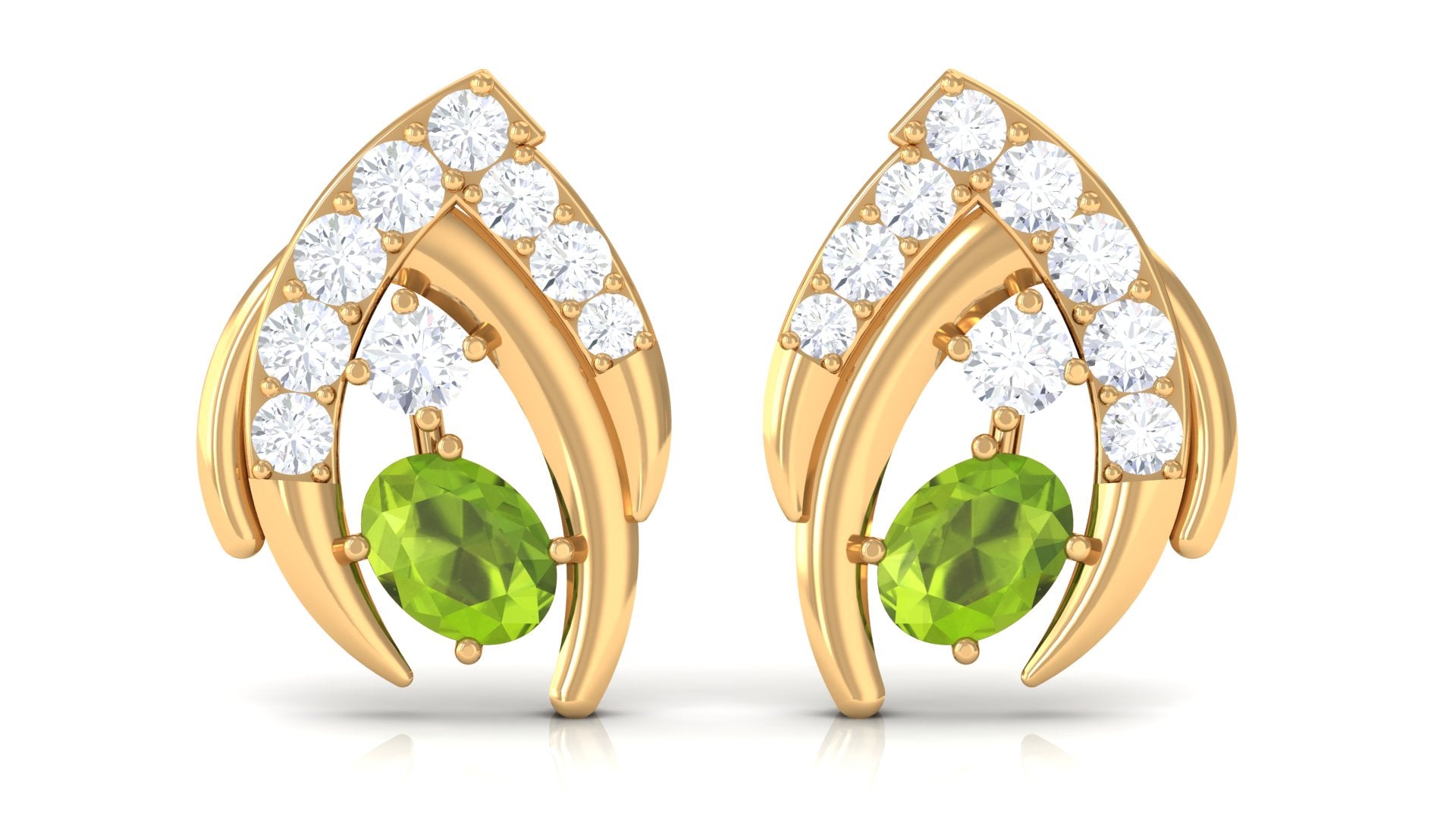 Minimal AAA Quality Peridot Stud Earrings Peridot - ( AAA ) - Quality - Rosec Jewels