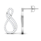 Minimal Diamond Stud Earrings in Pave Setting Diamond - ( HI-SI ) - Color and Clarity - Rosec Jewels