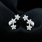 Round Diamond Floral Crawler Earrings Diamond - ( HI-SI ) - Color and Clarity - Rosec Jewels