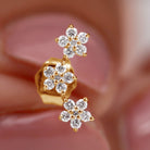 Round Diamond Floral Crawler Earrings Diamond - ( HI-SI ) - Color and Clarity - Rosec Jewels