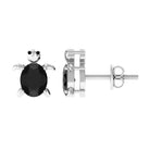 0.75 CT Oval Cut Created Black Diamond Turtle Stud Earrings Lab Created Black Diamond - ( AAAA ) - Quality - Rosec Jewels