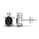 0.75 CT Oval Cut Created Black Diamond Turtle Stud Earrings Lab Created Black Diamond - ( AAAA ) - Quality - Rosec Jewels