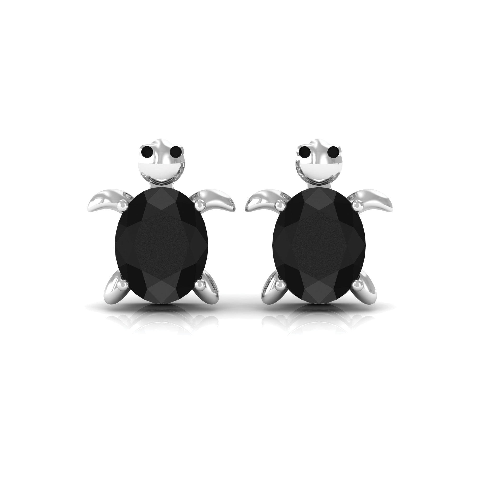 0.75 CT Oval Cut Created Black Diamond Turtle Stud Earrings Lab Created Black Diamond - ( AAAA ) - Quality - Rosec Jewels