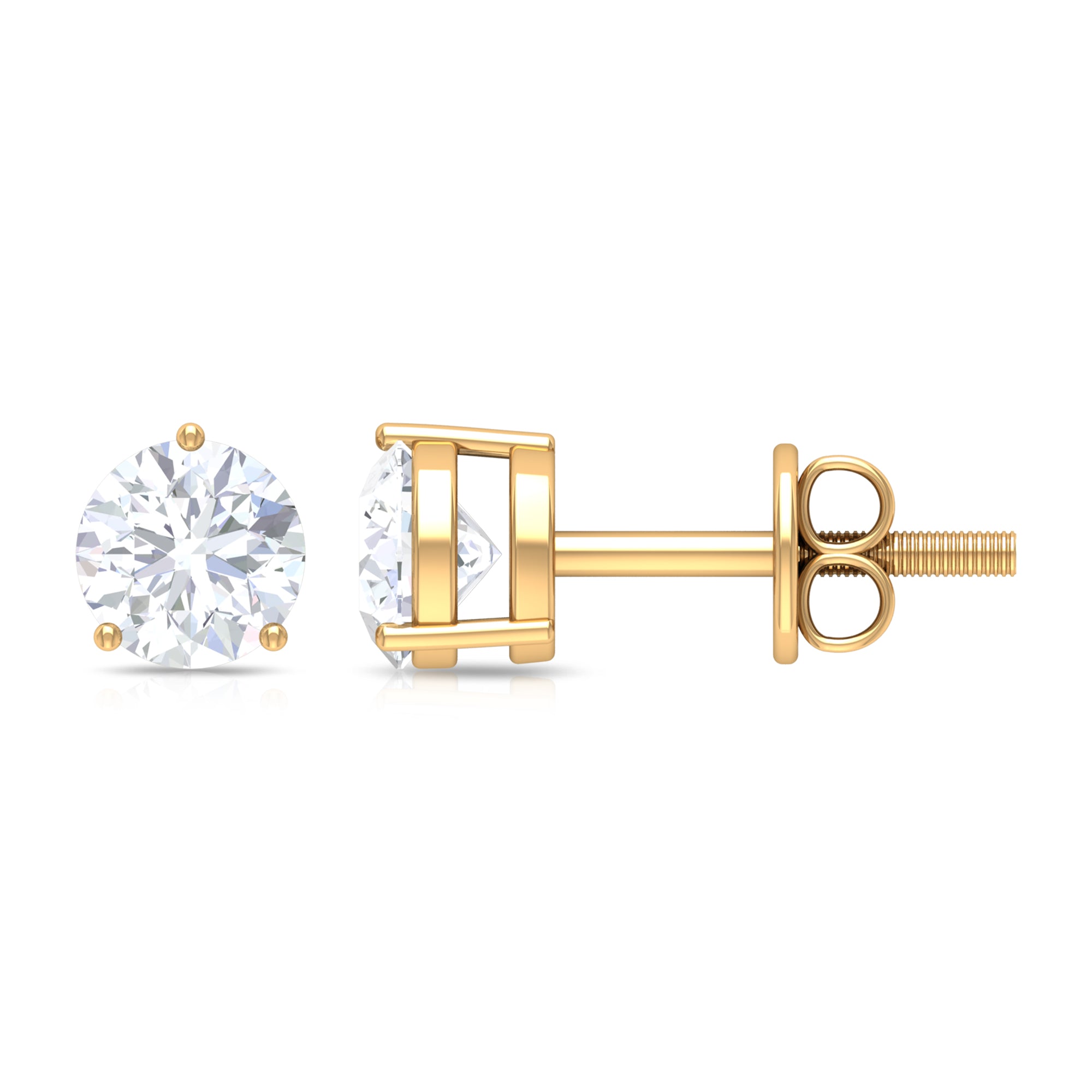 Solitaire Cubic Zirconia Stud Earrings in Prong Setting Zircon - ( AAAA ) - Quality - Rosec Jewels