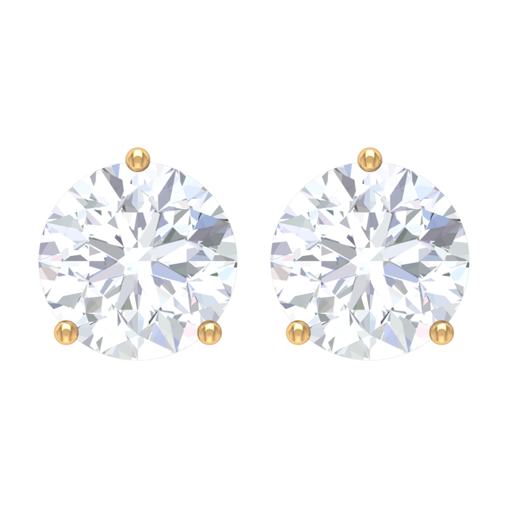 Solitaire Cubic Zirconia Stud Earrings in Prong Setting Zircon - ( AAAA ) - Quality - Rosec Jewels