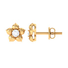 Diamond Flower Petal Stud Earrings in Prong Setting Diamond - ( HI-SI ) - Color and Clarity - Rosec Jewels