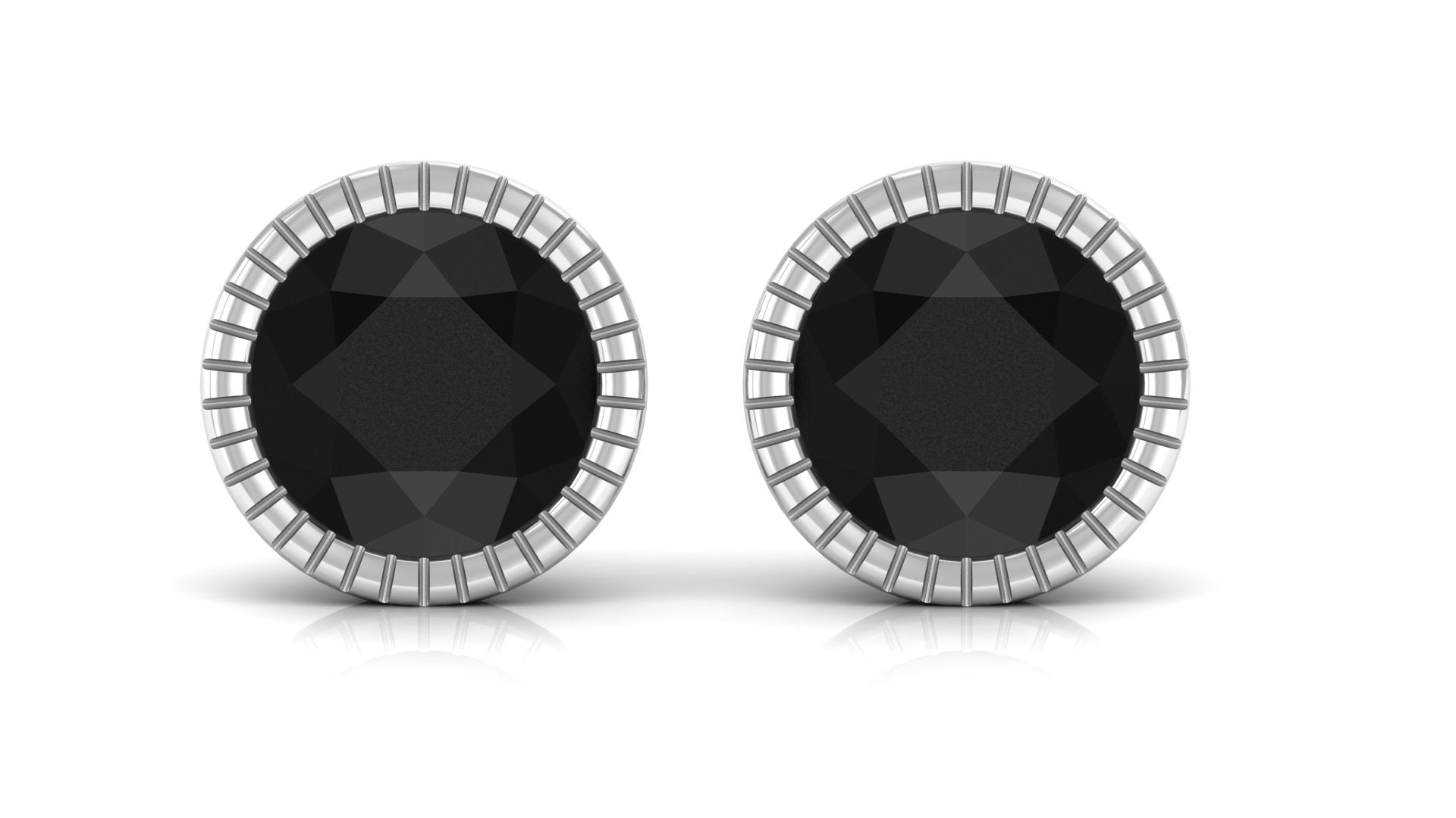 Bezel Set Lab-Created Black Diamond Solitaire Stud Earrings Lab Created Black Diamond - ( AAAA ) - Quality - Rosec Jewels