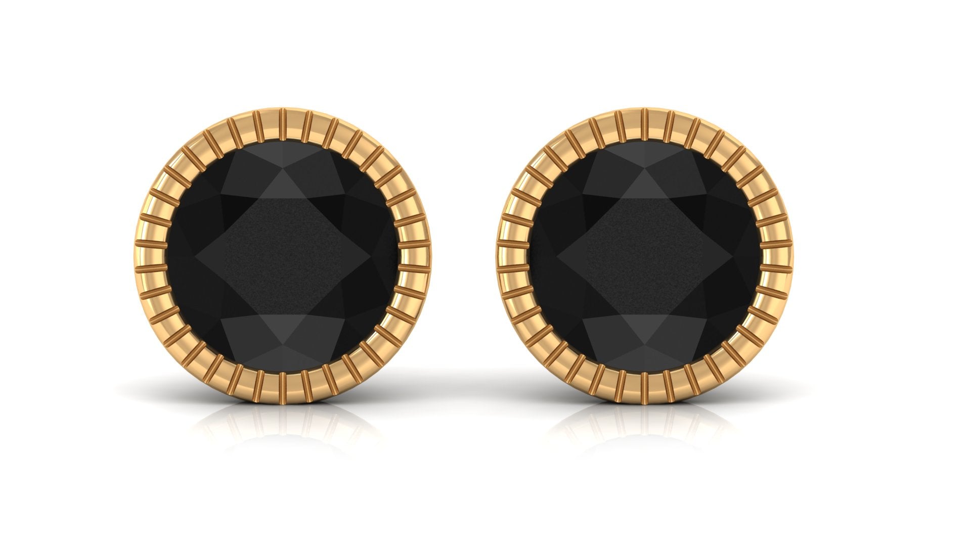 Bezel Set Lab-Created Black Diamond Solitaire Stud Earrings Lab Created Black Diamond - ( AAAA ) - Quality - Rosec Jewels