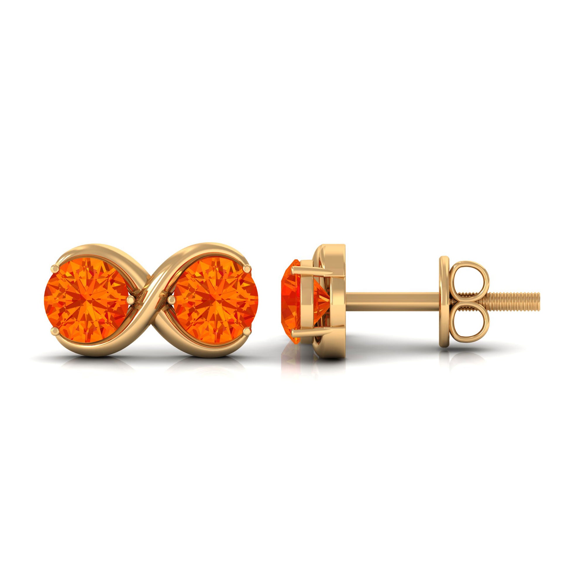 1.50 CT Orange Sapphire Simple Infinity Stud Earrings for Her Orange Sapphire - ( AAA ) - Quality - Rosec Jewels