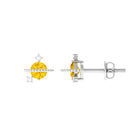 Yellow Sapphire Celestial Stud Earrings with Diamond Yellow Sapphire - ( AAA ) - Quality - Rosec Jewels