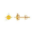 Yellow Sapphire Celestial Stud Earrings with Diamond Yellow Sapphire - ( AAA ) - Quality - Rosec Jewels