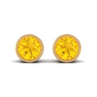 Round Yellow Sapphire Solitaire Stud Earrings in Bezel Setting Yellow Sapphire - ( AAA ) - Quality - Rosec Jewels