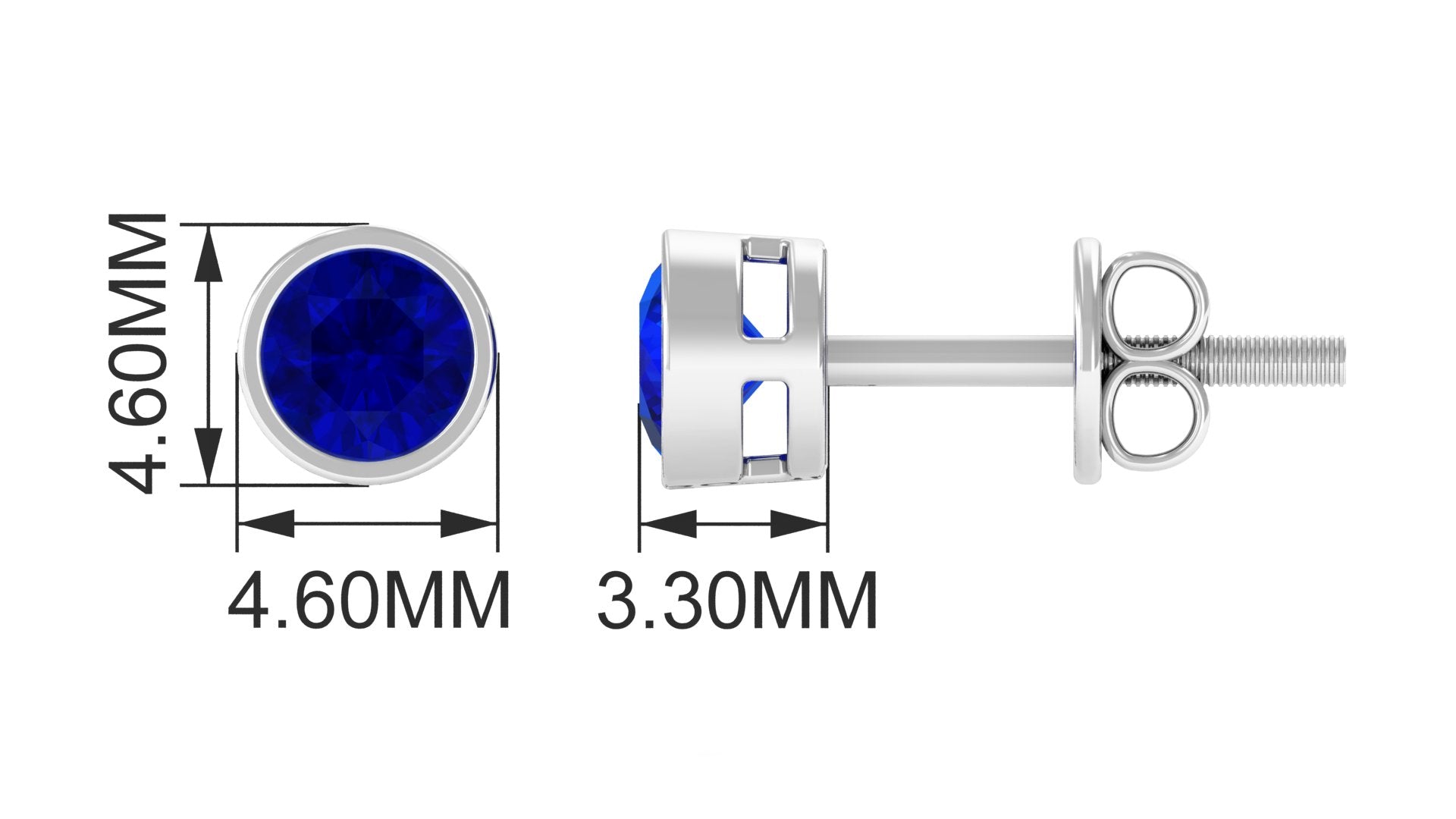 Minimal Round Lab Created Blue Sapphire Solitaire Stud Earrings in Gold Lab Created Blue Sapphire - ( AAAA ) - Quality - Rosec Jewels