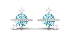 Real Aquamarine Celestial and Diamond Stud Earring Aquamarine - ( AAA ) - Quality - Rosec Jewels