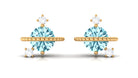 Real Aquamarine Celestial and Diamond Stud Earring Aquamarine - ( AAA ) - Quality - Rosec Jewels