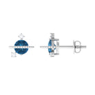 1.25 CT London Blue Topaz and Diamond Contemporary Stud Earrings London Blue Topaz - ( AAA ) - Quality - Rosec Jewels