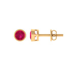 Bezel Set Genuine Ruby Solitaire Stud Earrings Ruby - ( AAA ) - Quality - Rosec Jewels