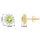 1 CT Peridot and Diamond Flower Halo Stud Earrings Peridot - ( AAA ) - Quality - Rosec Jewels