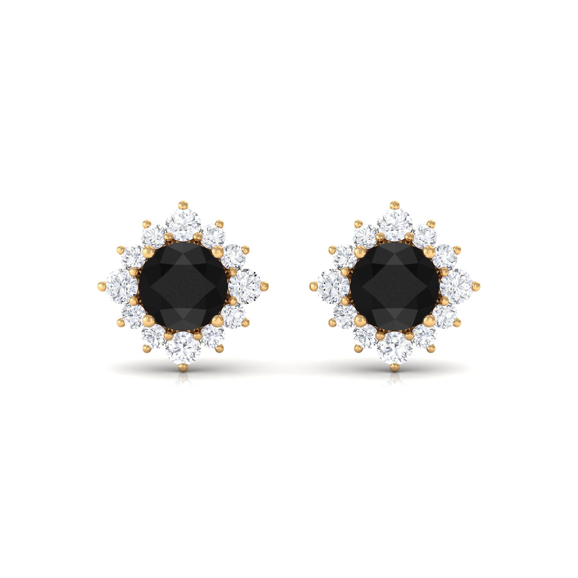 1.25 CT Classic Black Diamond Stud Earrings with Diamond Halo Black Diamond - ( AAA ) - Quality - Rosec Jewels